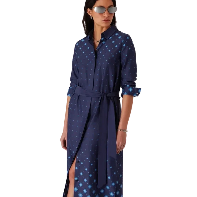 Silkeskjortekjole med fargegradient