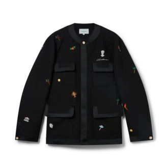 Skreddersydd jakke i ull med brodert motiv