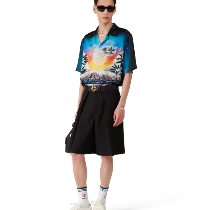 Skreddersydde shorts i plissert ull