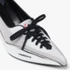 Sølvfargede lærsneakers med hæl