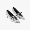 Sølvfargede lærsneakers med hæl