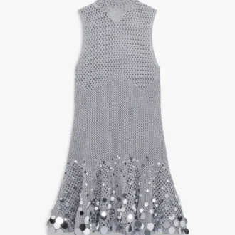 Sølvfarget minikjole med heklet speil