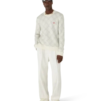 Sølvmonogram i mohairblanding med rund hals