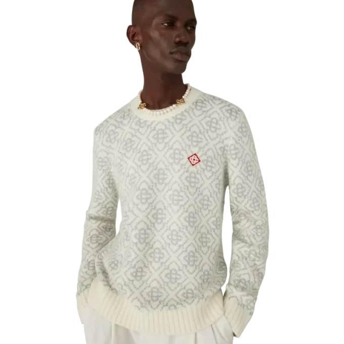 Sølvmonogram i mohairblanding med rund hals