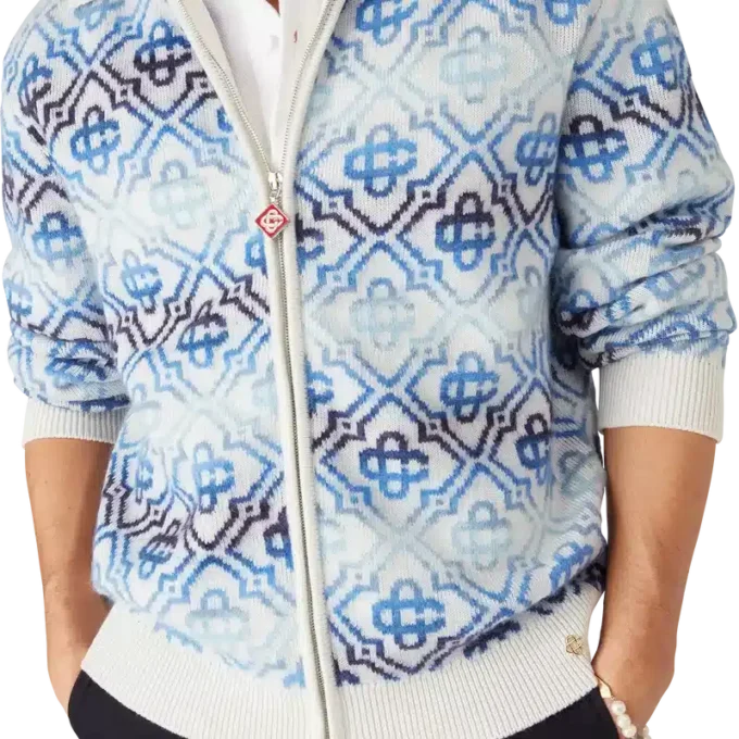 Space Dye Monogram langermet merinokardigan