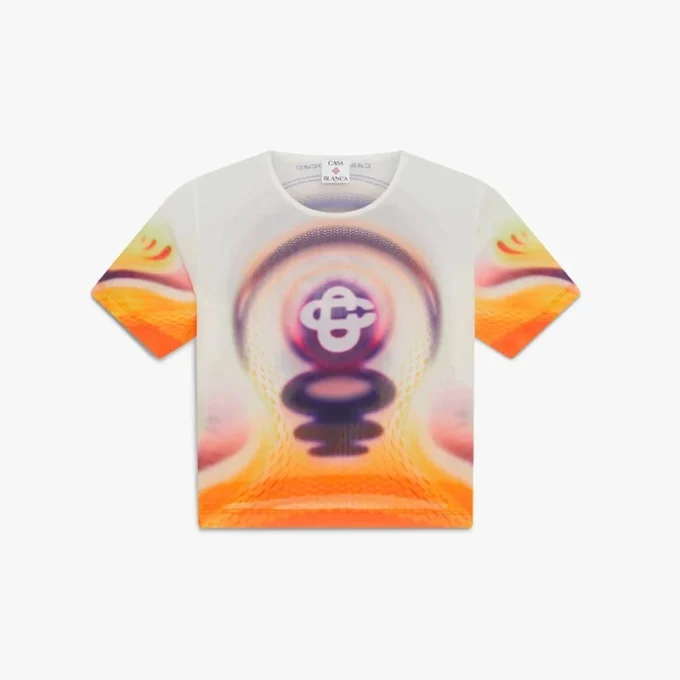 Sporchid-trykt mesh-Shorts-T-skjorte med korte ermer