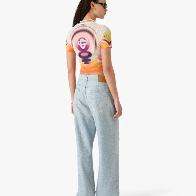 Sporchid-trykt mesh-Shorts-T-skjorte med korte ermer