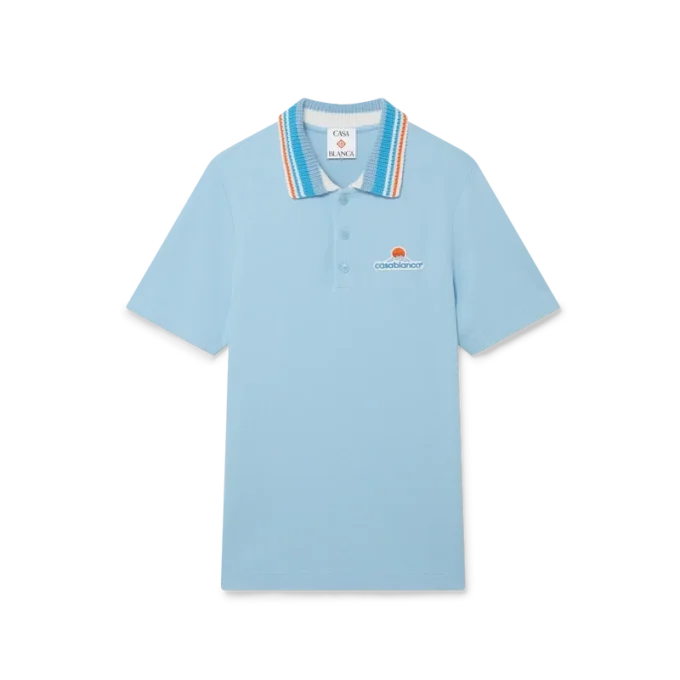 Strikket piké-shorts-skjorte med korte ermer