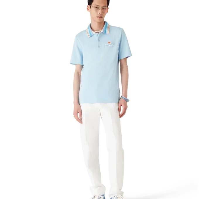 Strikket piké-shorts-skjorte med korte ermer