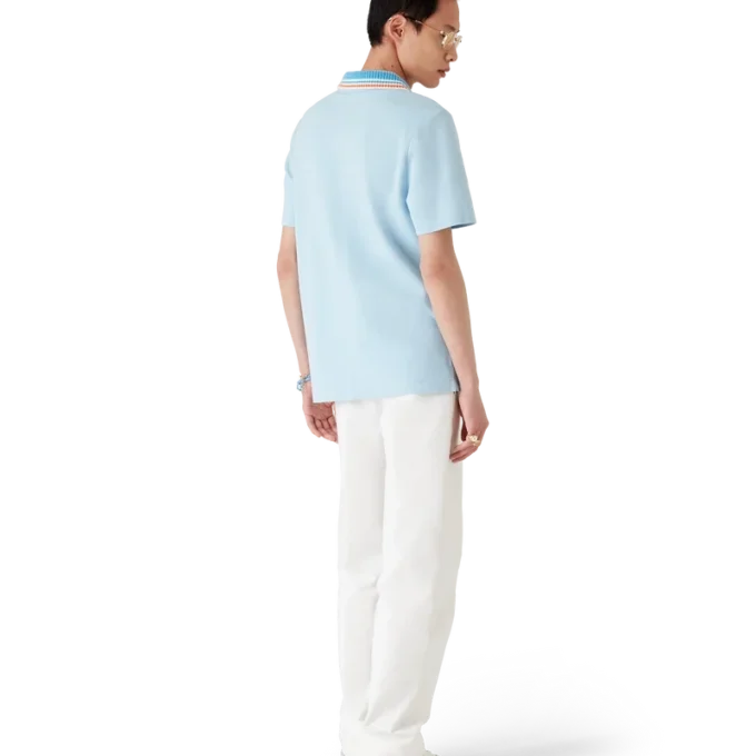 Strikket piké-shorts-skjorte med korte ermer