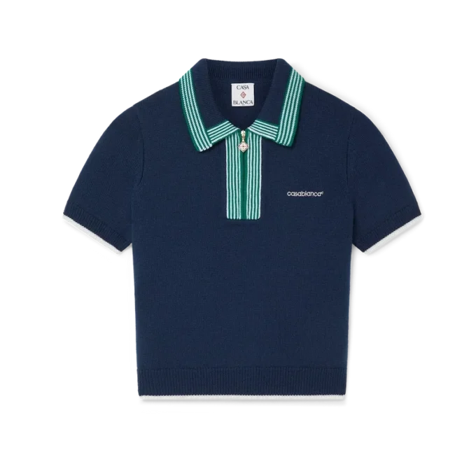 Strikket tennis-pique-skjorte