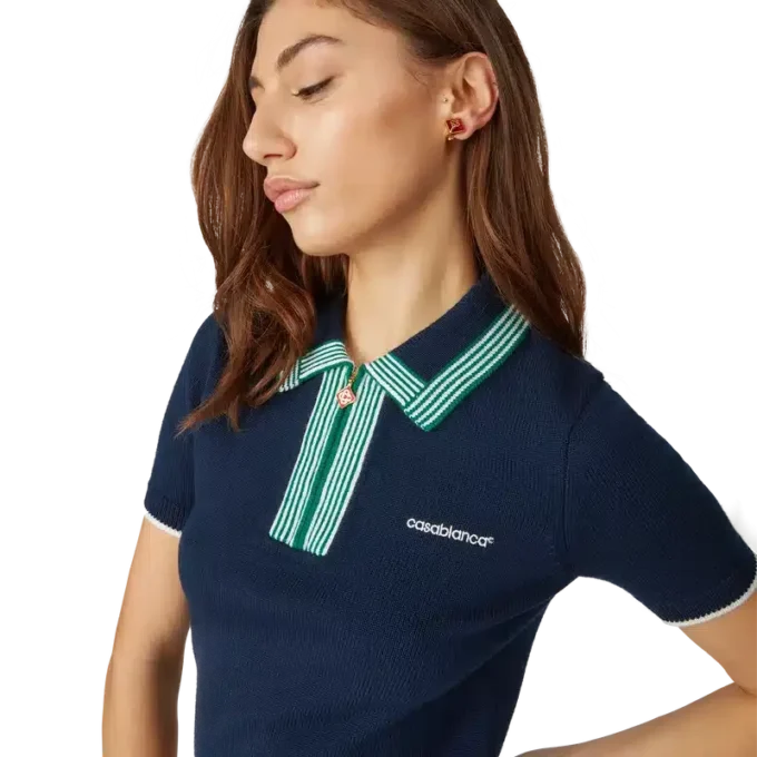 Strikket tennis-pique-skjorte