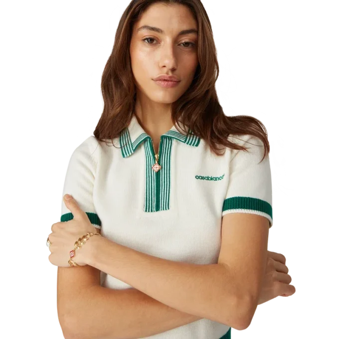 Strikket tennis-pique-skjorte