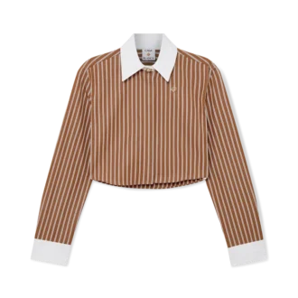 Stripe Cropped Long Sleeve Skjorte