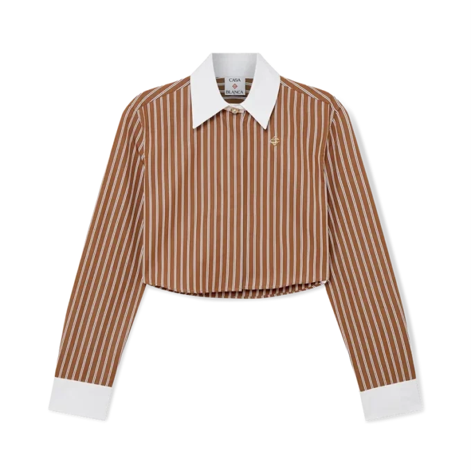 Stripe Cropped Long Sleeve Skjorte Stripe Cropped Long Sleeve Skjorte