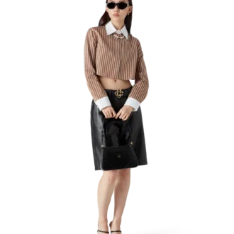 Stripe Cropped Long Sleeve Skjorte