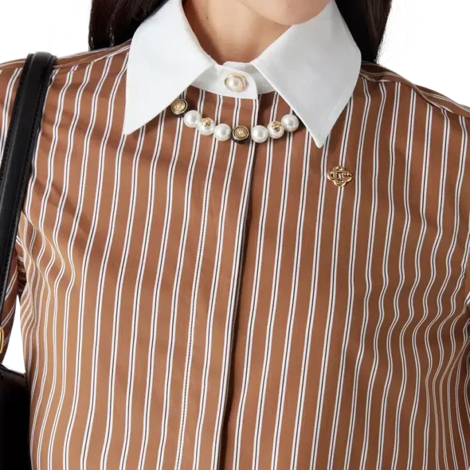 Stripe Cropped Long Sleeve Skjorte Stripe Cropped Long Sleeve Skjorte