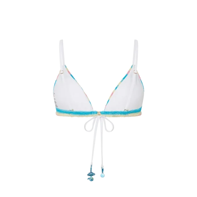 Stripet bikinitopp i frotté