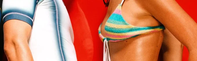 Stripet bikinibukse i frotté