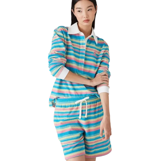 Stripet frotté-pique-skjorte Stripet frotté-pique-skjorte