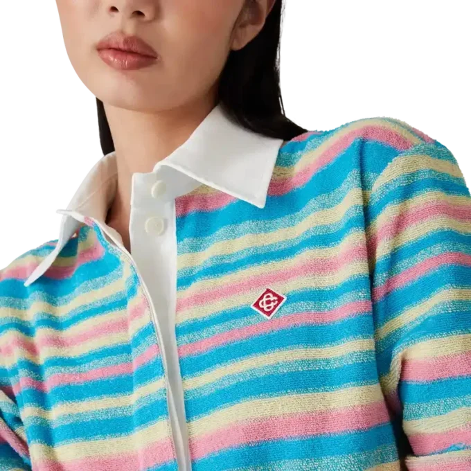 Stripet frotté-pique-skjorte Stripet frotté-pique-skjorte