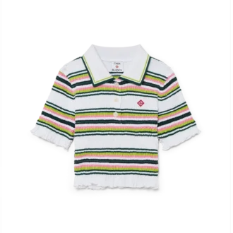 Stripet kort pique-skjorte