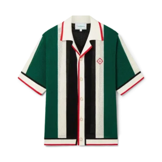 Stripet mesh-skjorte