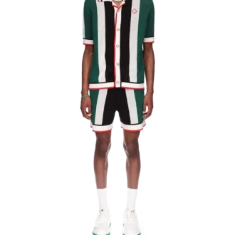 Stripet mesh-skjorte