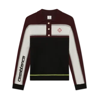 Stripet oversized langermet pique-skjorte