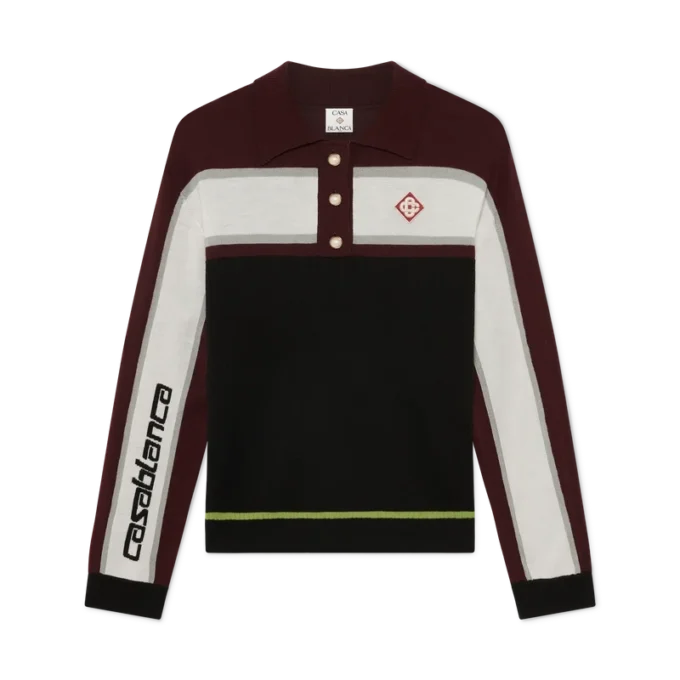 Stripet oversized langermet pique-skjorte