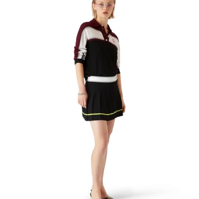 Stripet oversized langermet pique-skjorte