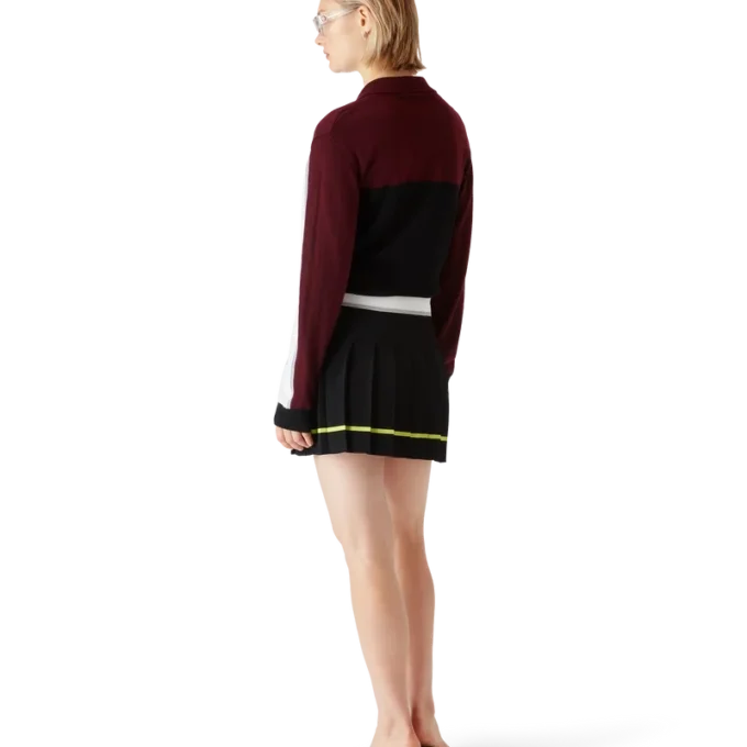 Stripet oversized langermet pique-skjorte