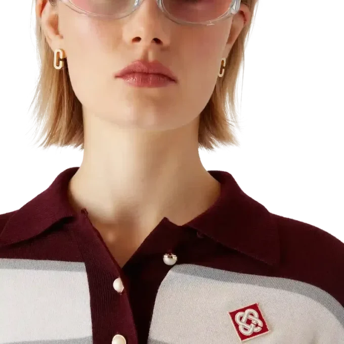 Stripet oversized langermet pique-skjorte