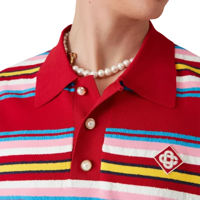 Stripet oversized pique-skjorte