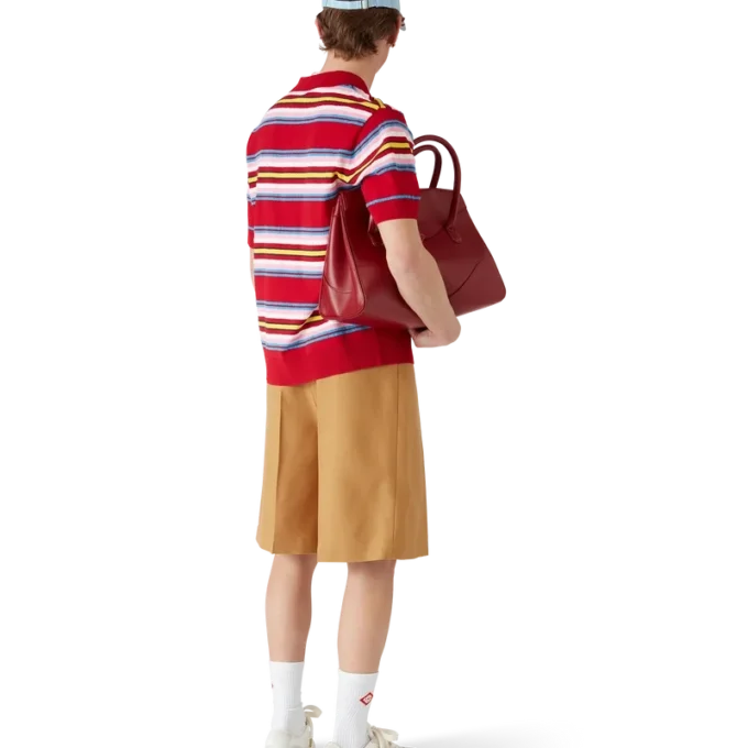 Stripet oversized pique-skjorte