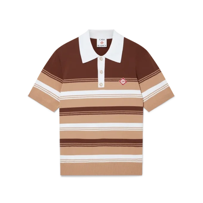 Stripet pique-skjorte