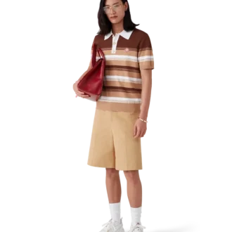 Stripet pique-skjorte