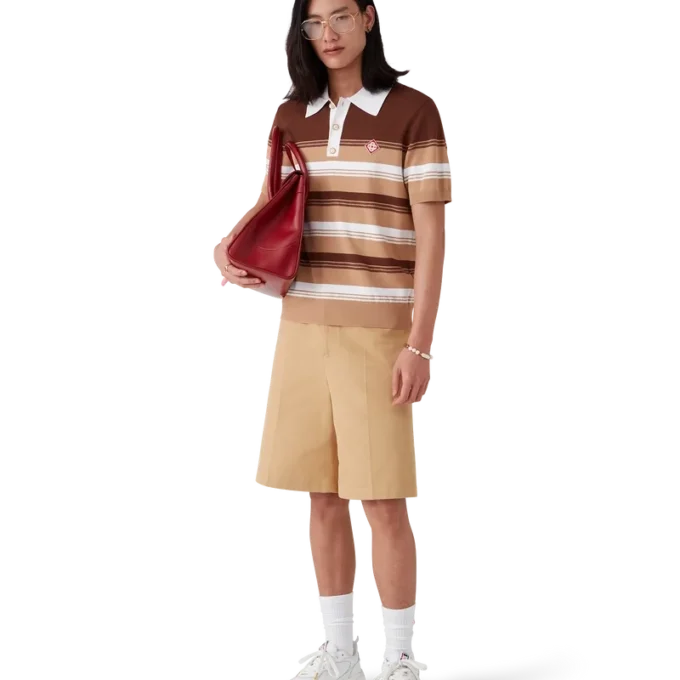 Stripet pique-skjorte