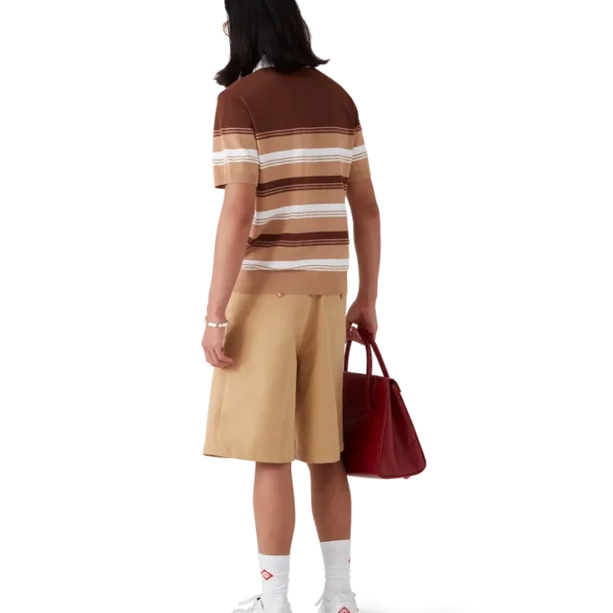 Stripet pique-skjorte