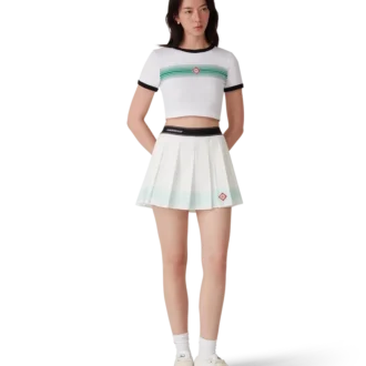 Stripet plissert miniskjørt