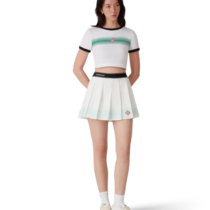 Stripet plissert miniskjørt