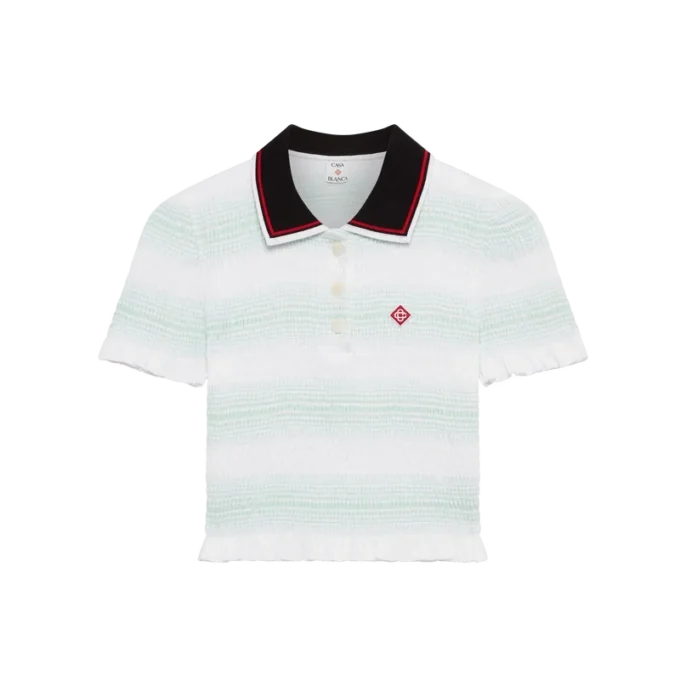 Stripet polo med rynk