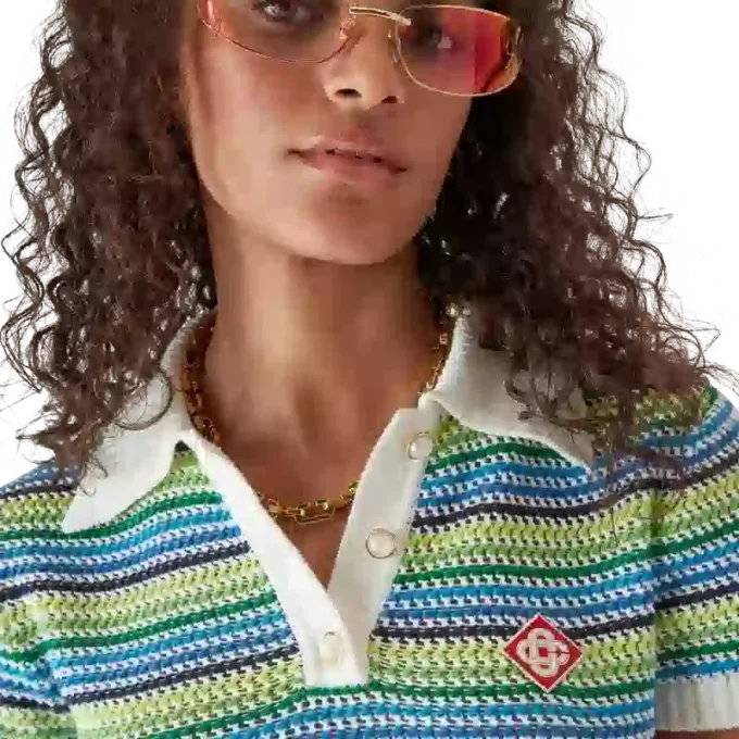 Stripet poloskjorte med korte ermer