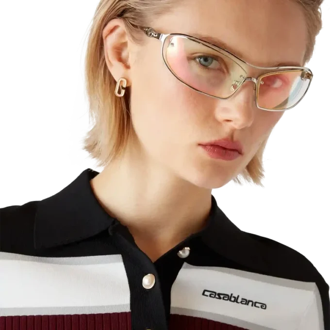 Stripet shorts-skjorte med korte ermer