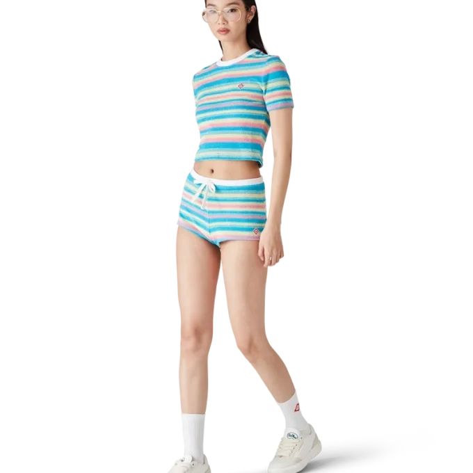 Stripete minishorts i frotté