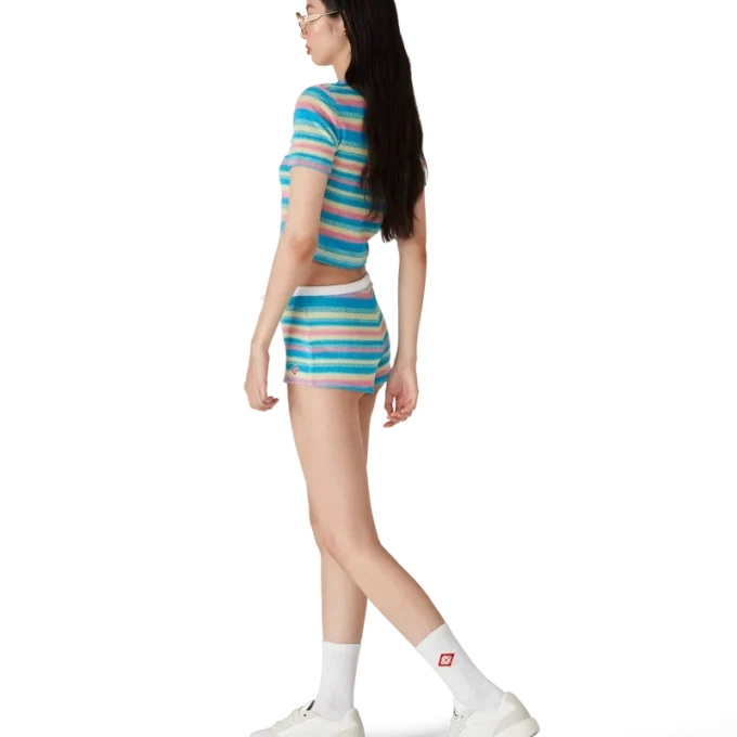 Stripete minishorts i frotté