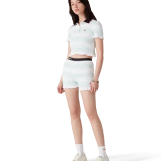 Stripete shorts med rynk