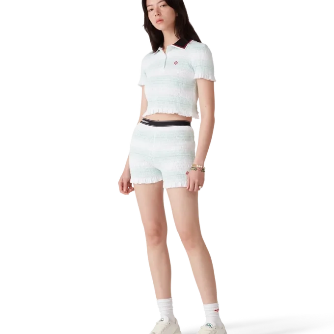 Stripete shorts med rynk