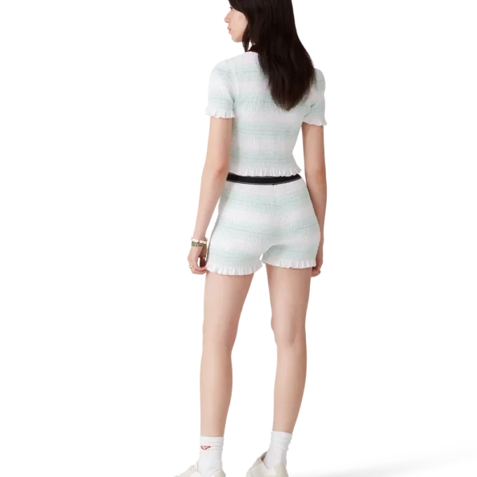 Stripete shorts med rynk