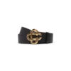 Svart belte med CC-logo og gullspenne for menn